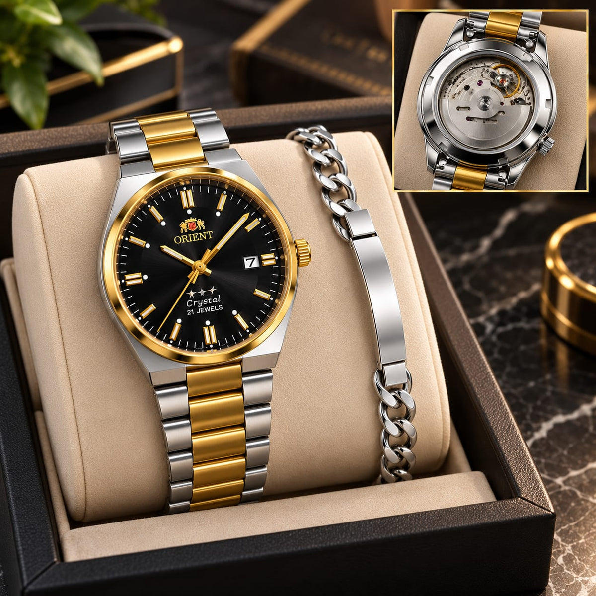 Reloj Semiautomático Crystal + Pulsera
