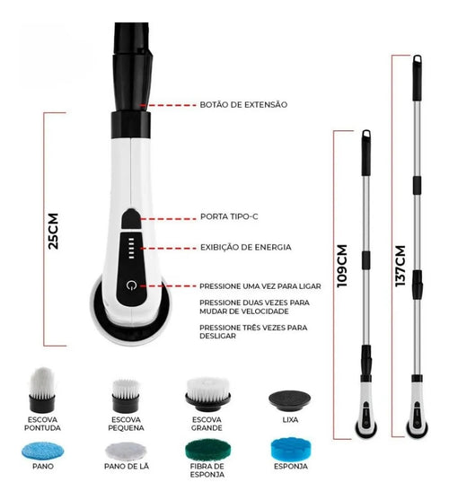 Cepillo Eléctrico Inalámbrico Nuxo 9 en 1 — Limpieza Profesional